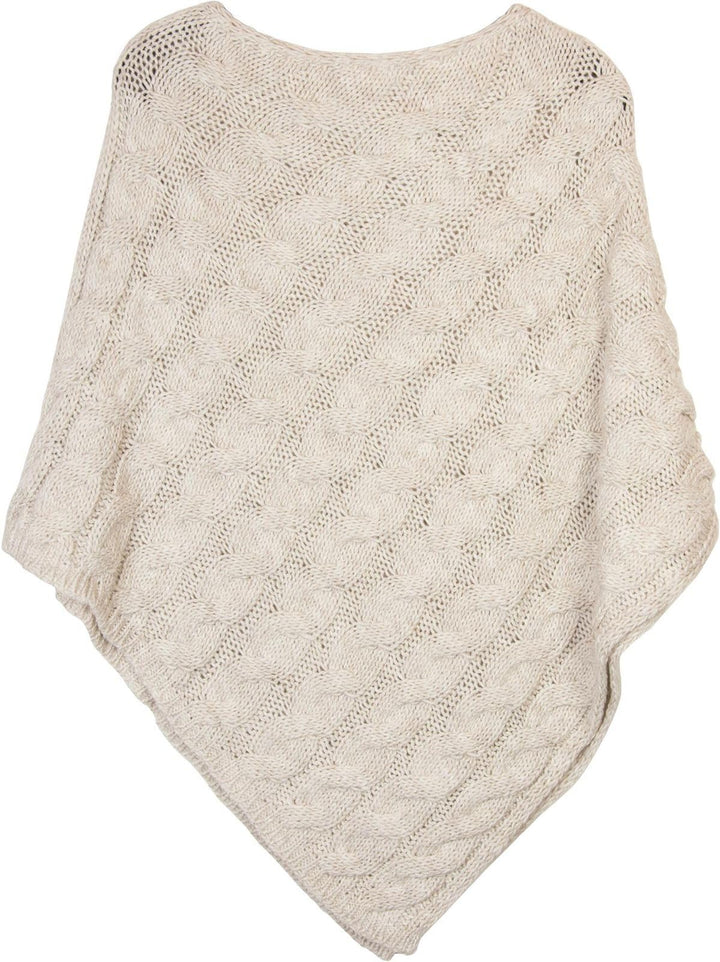 styleBREAKER Strick Poncho mit Zopfmuster, Rundhals Strickponcho, Grobstrick, Damen 08010040 Einheit