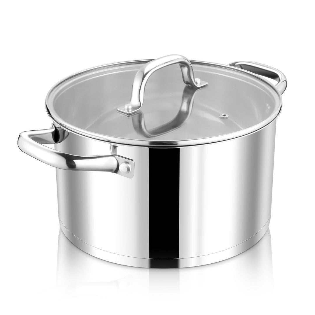 Joyfair Kochtopf, 27,5cm Edelstahl Suppentopf mit Glasdeckel, 3-Lagen Edeastahl Topf Induktion für a