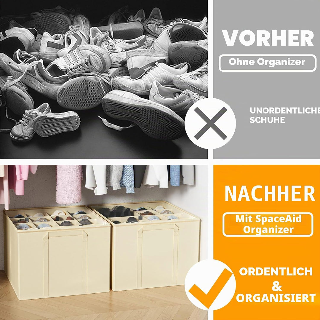 SpaceAid, Schuhorganizer für den Schrank, 2er-Pack faltbare Schuhaufbewahrungsboxen, Körbe mit verst