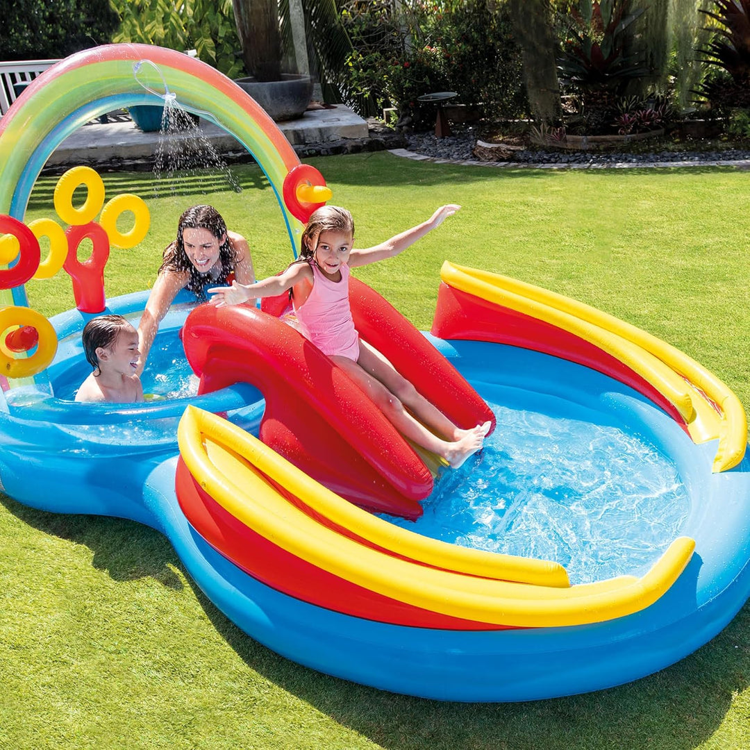 Intex Rainbow Ring Play Center - Kinder Aufstellpool - Planschbecken - 297 x 193 x 135 cm - Für 3+ J