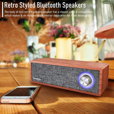 Smalody Holz Retro-Bluetooth-Lautsprecher, Tragbare Mini-Bluetooth-Lautsprecher, Vintage-Holzlautspr