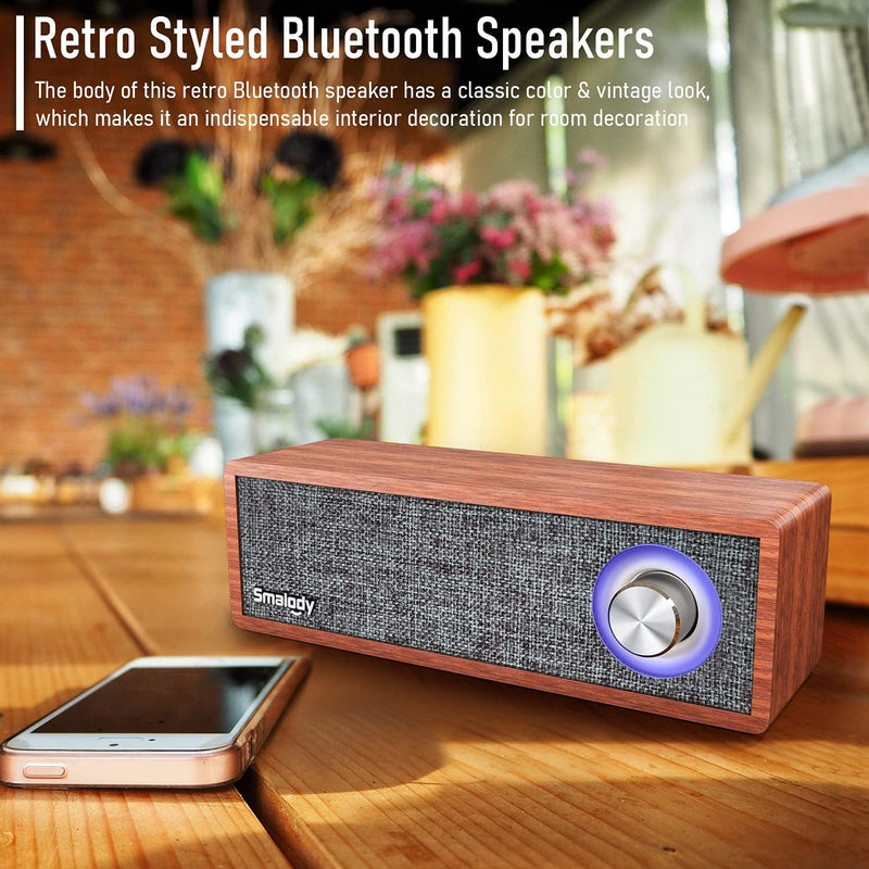 Smalody Holz Retro-Bluetooth-Lautsprecher, Tragbare Mini-Bluetooth-Lautsprecher, Vintage-Holzlautspr