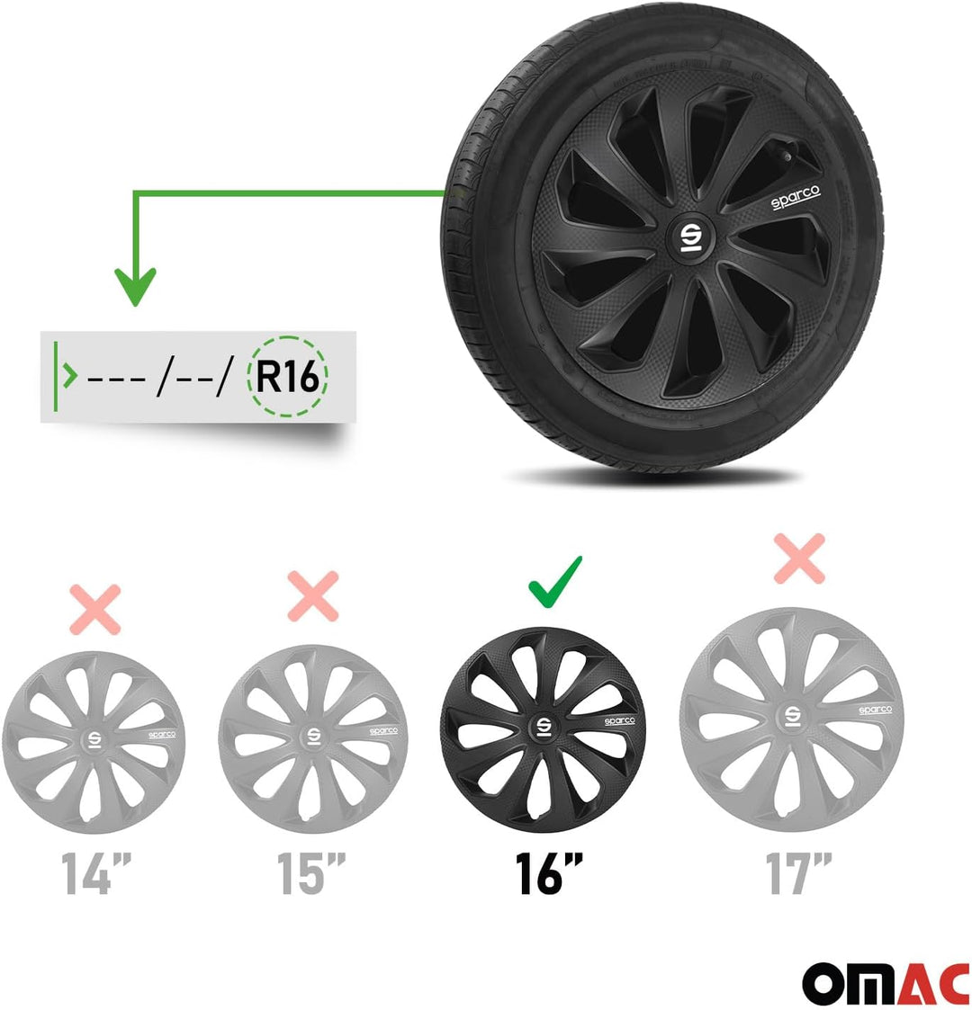 Satz Sparco Radzierblenden Sicilia 16-Zoll Schwarz/Karbon