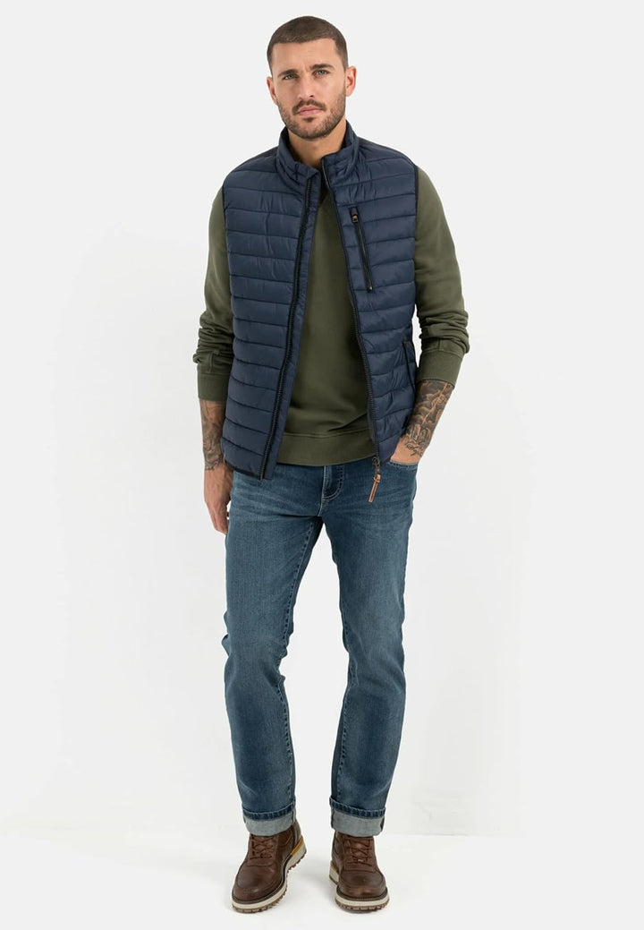 camel active Herren leichte Steppweste ohne Kapuze 58 Dunkelblau, 58 Dunkelblau