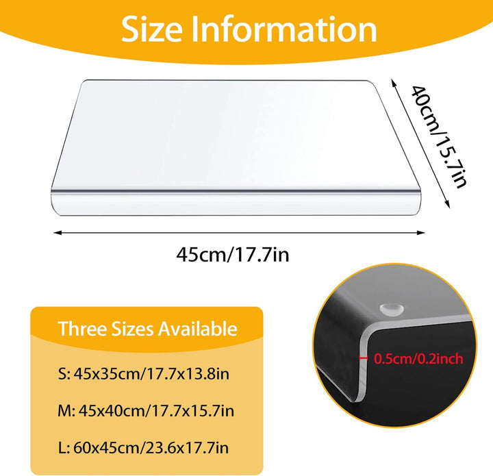 Acrylic Cutting Board, 5mm Acryl Schneidebrett Mit Anschlagkante, 45cm x 40cm Clear Acryl Cutting Bo