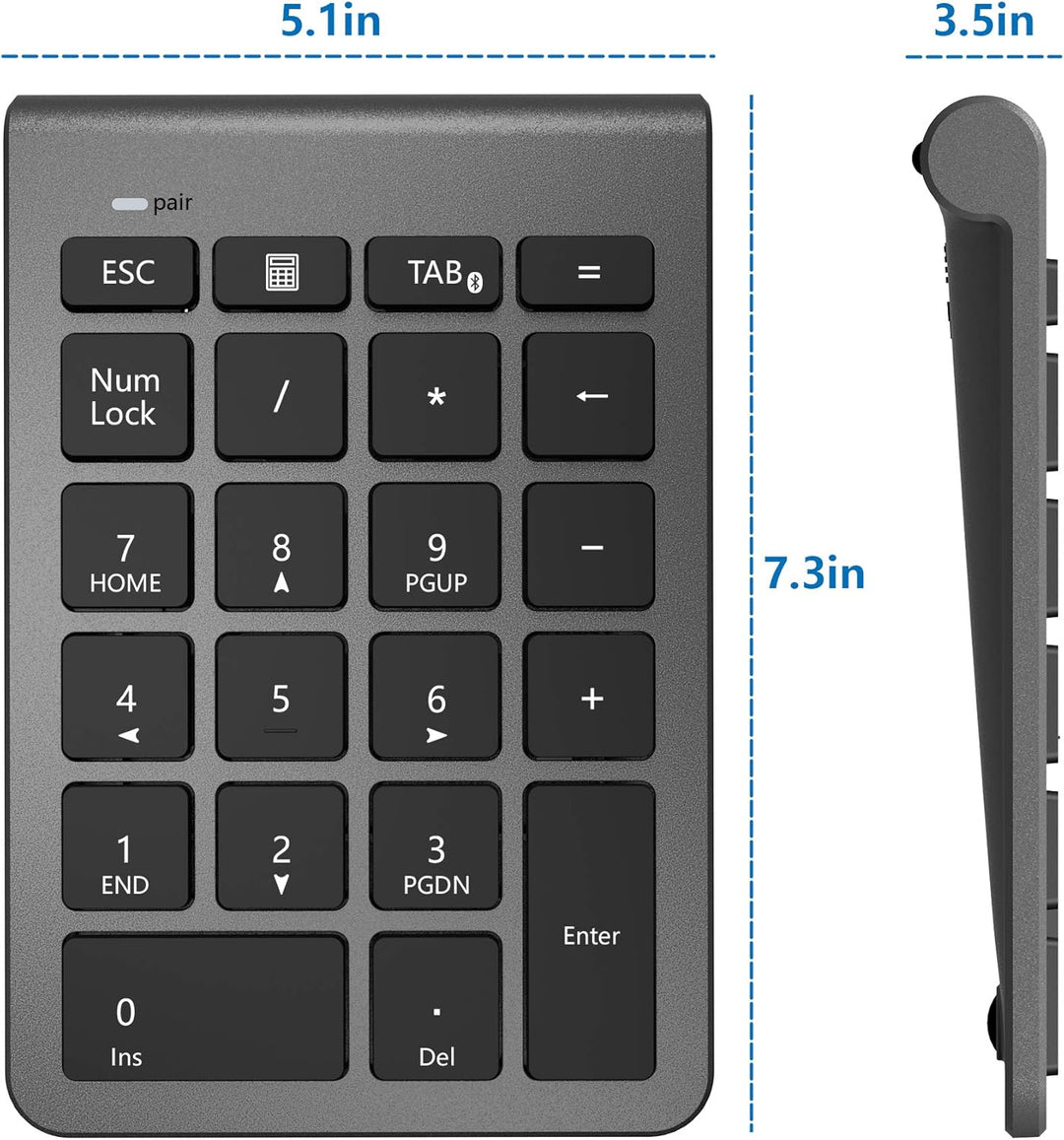 Cateck Ziffernblock Bluetooth, Nummernblock Numpad Bluetooth Ziffernblock mit 22 Tasten und Mehreren