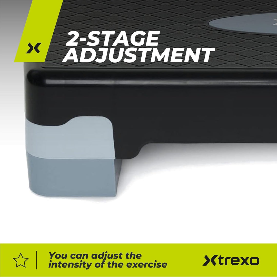 TREXO Aerobic Step 68 x 28 cm Für Cardio- und Fitnesstraining Höhenverstellbar 15-20 cm Langlebig au