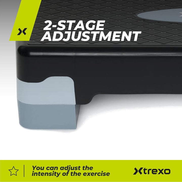 TREXO Aerobic Step 68 x 28 cm Für Cardio- und Fitnesstraining Höhenverstellbar 15-20 cm Langlebig au