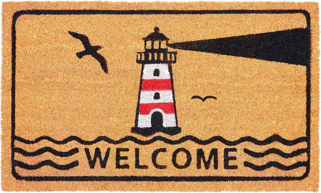 BRUBAKER Fussmatte für Aussen und Innen - Welcome mit Leuchtturm - 45 x 75 cm Schmutzfangmatte aus K
