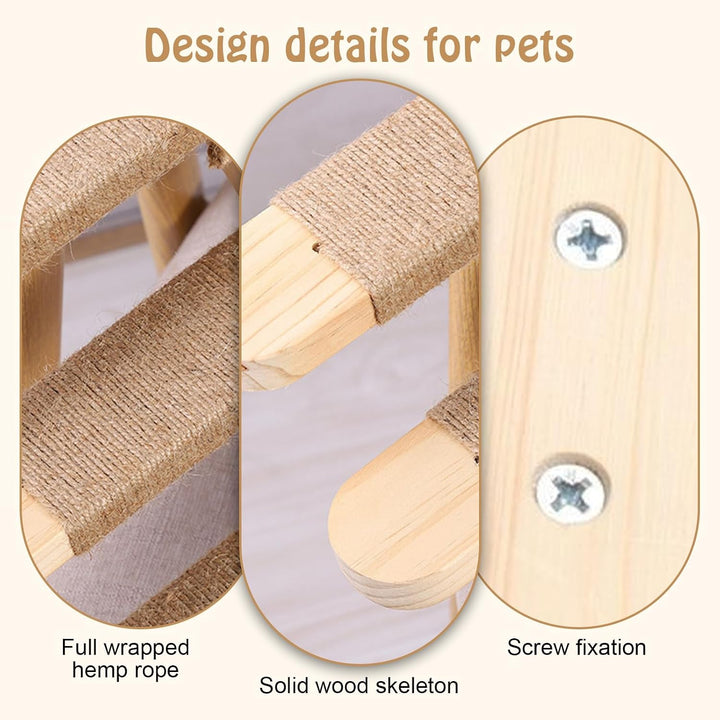 2 Stück Katzentreppe 4 Stufen, Kletterwand Katzen Kletterwand, Katzentreppe Wand, Wandmontage Katzen