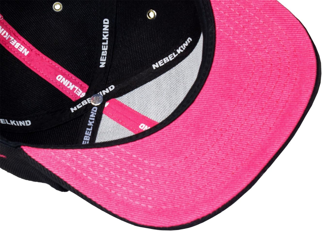 Nebelkind Snapback Cap Miami Schwarz Pink Lila Synthwave Retro Cyberpunk Grössenverstellbar Unisex O