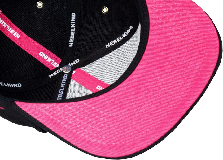 Nebelkind Snapback Cap Miami Schwarz Pink Lila Synthwave Retro Cyberpunk Grössenverstellbar Unisex O