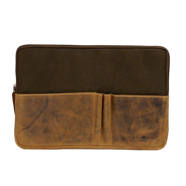 Greenburry Tasche für Tablet Notebook Dokumente 13" Leder Canvas braun Vintage