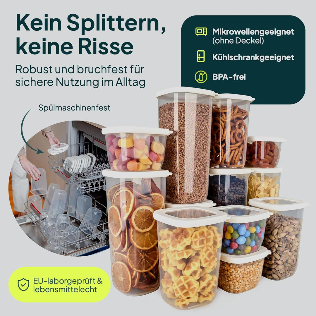 uandu Vorratsdosen mit Deckel Luftdicht - 12er Vorratsbehälter Set | Aufbewahrungsbox Küche Aufbewah