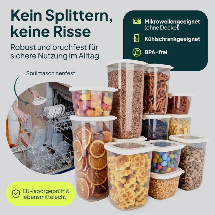 uandu Vorratsdosen mit Deckel Luftdicht - 12er Vorratsbehälter Set | Aufbewahrungsbox Küche Aufbewah