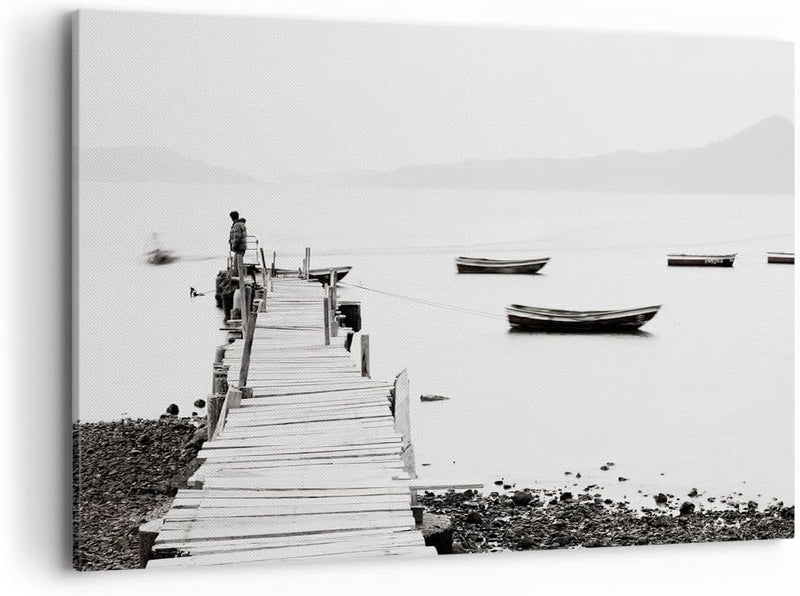 Bilder auf Leinwand 100x70cm Leinwandbild Fussgängerbrücke See hongkong Gross Wanddeko Bild Schlafzi