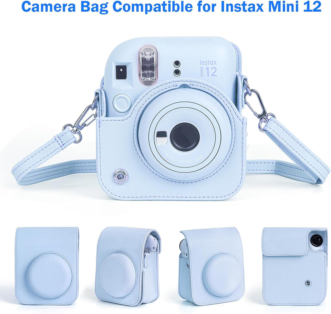 Easy Hood Schutzhülle und Tragbare Tasche für Instax Mini 12 Sofortbildkameras, PU Leder Kameratasch