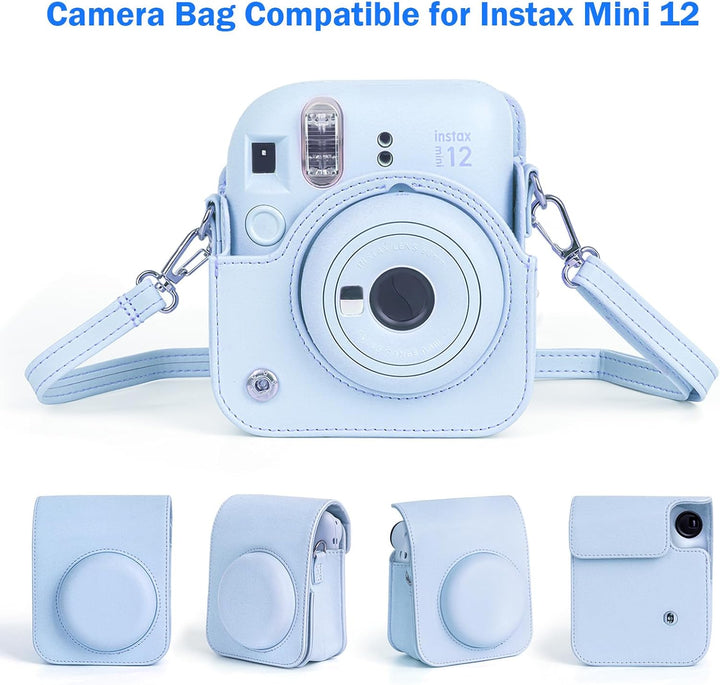 Easy Hood Schutzhülle und Tragbare Tasche für Instax Mini 12 Sofortbildkameras, PU Leder Kameratasch