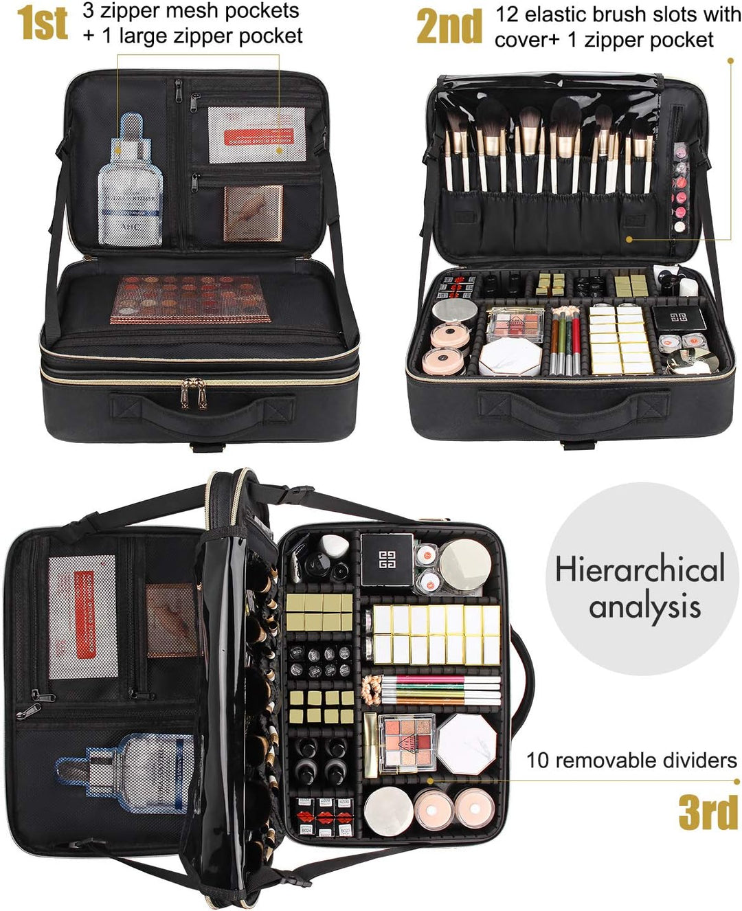 Relavel Grosse Kosmetiktasche - 15.8 inches, Portable Reise Kosmetikkoffer Damen Make Up Tasche Prof