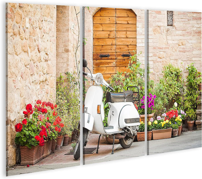 Bild auf Leinwand Eines Der Beliebtesten Verkehrsmittel In Italien Jahrgang Vespa Wandbild Poster Ku
