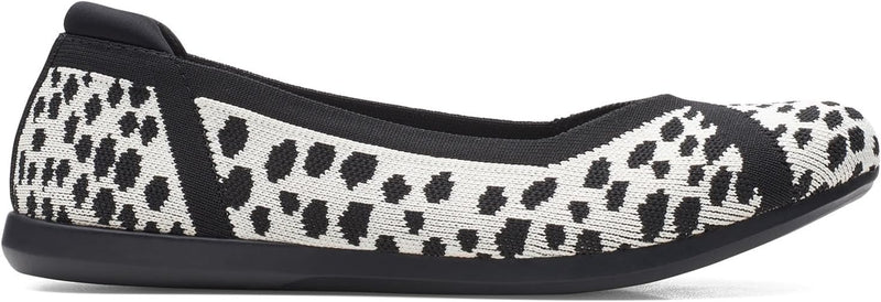 Clarks Damen Carly Wish Ballerinas 36 EU Weiss Schwarz Interest Knit, 36 EU Weiss Schwarz Interest K