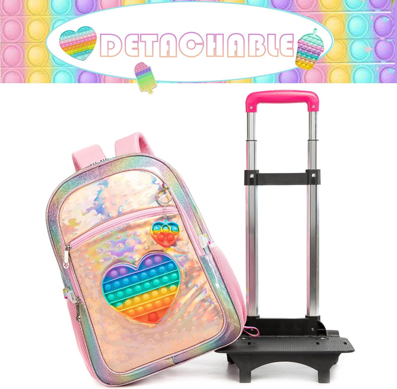 HTgroce Pop Push It Schulranzen Mit Rollen, Toy Schulranzen Trolley Pop Kinder, Fidget Trolley Rucks