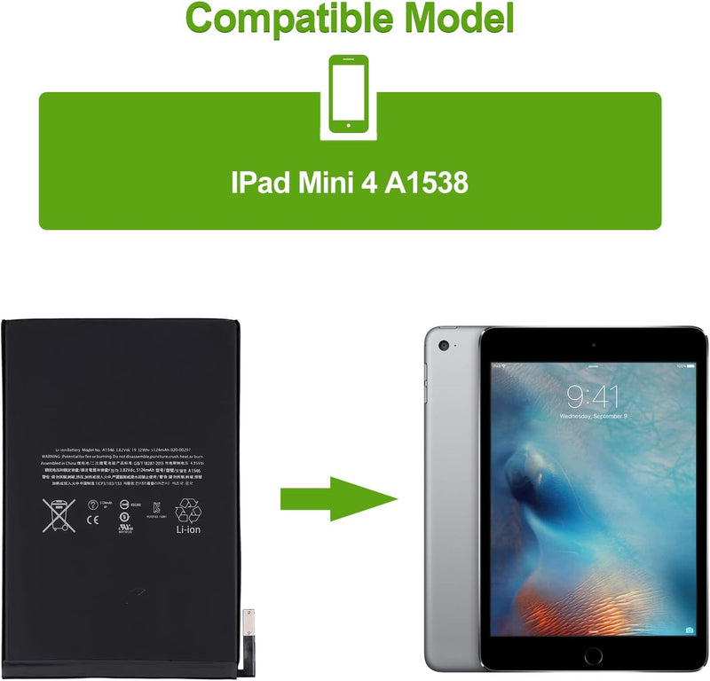SwarKing Ersatz Akku Kompatibel mit IPad Mini 4 A1538, A1550 020-00295 Tablette Pad A1546 with Toolk