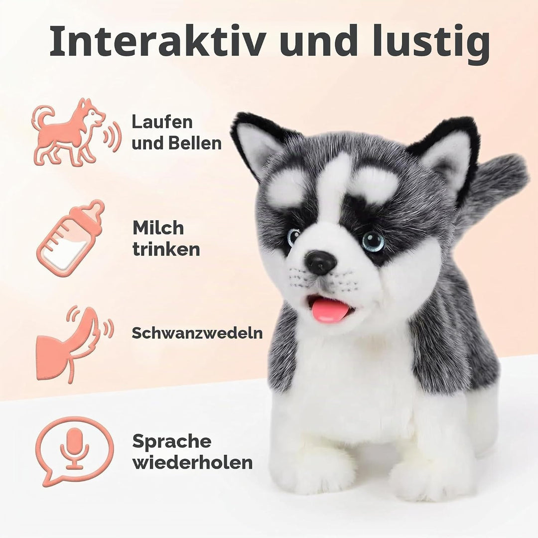 Elektronisches Hundespielzeug mit sibirischem Husky, realistisch, interaktiv, Welpen, Haustier, Spaz