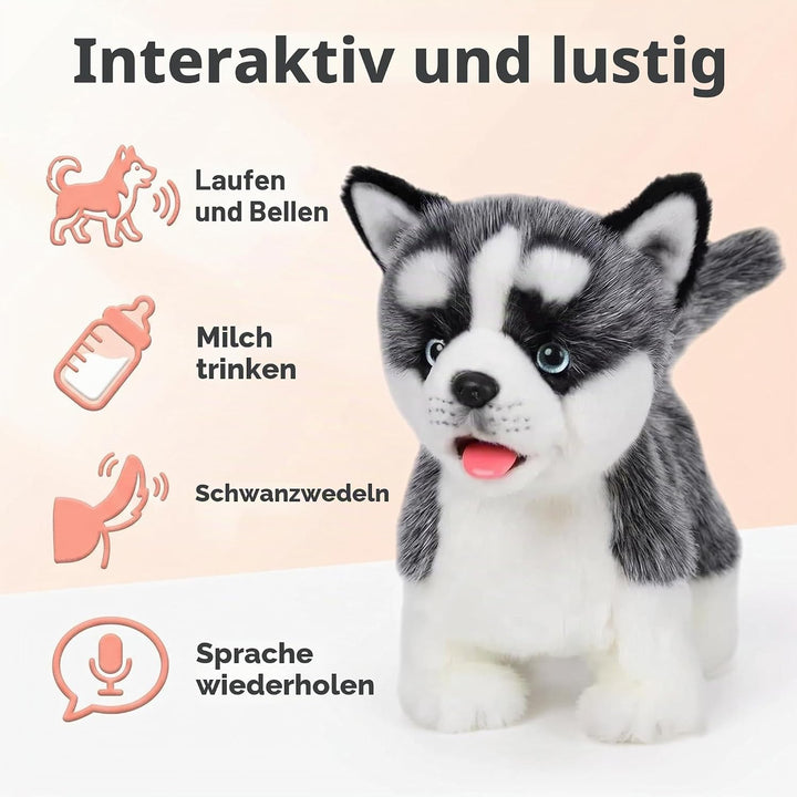 Elektronisches Hundespielzeug mit sibirischem Husky, realistisch, interaktiv, Welpen, Haustier, Spaz