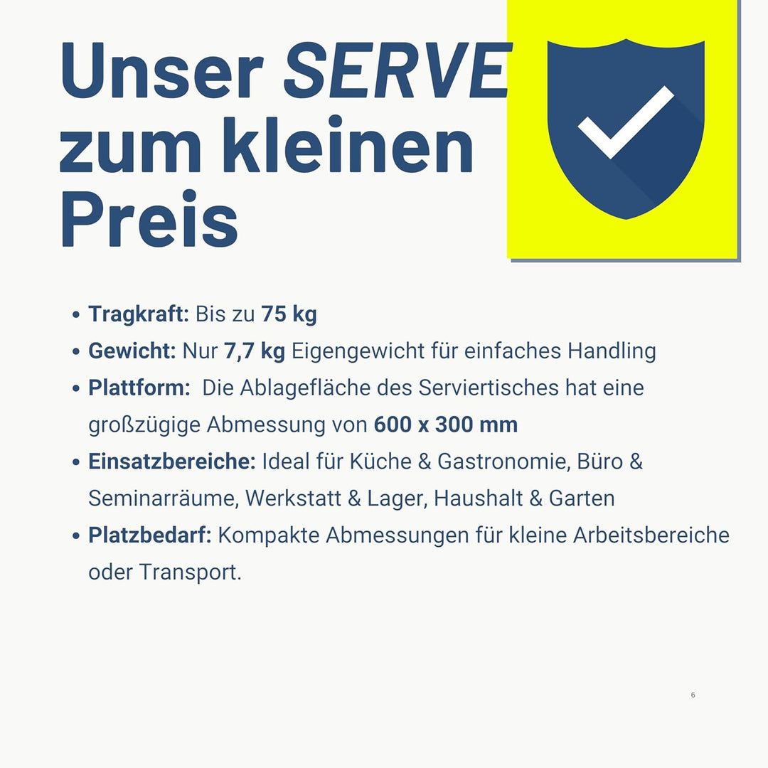 Pallit Servierwagen SERVE mit Rollen | 3 Ebenen | 75 kg Tragkraft | 600 x 380 mm | Rollwagen | Servi