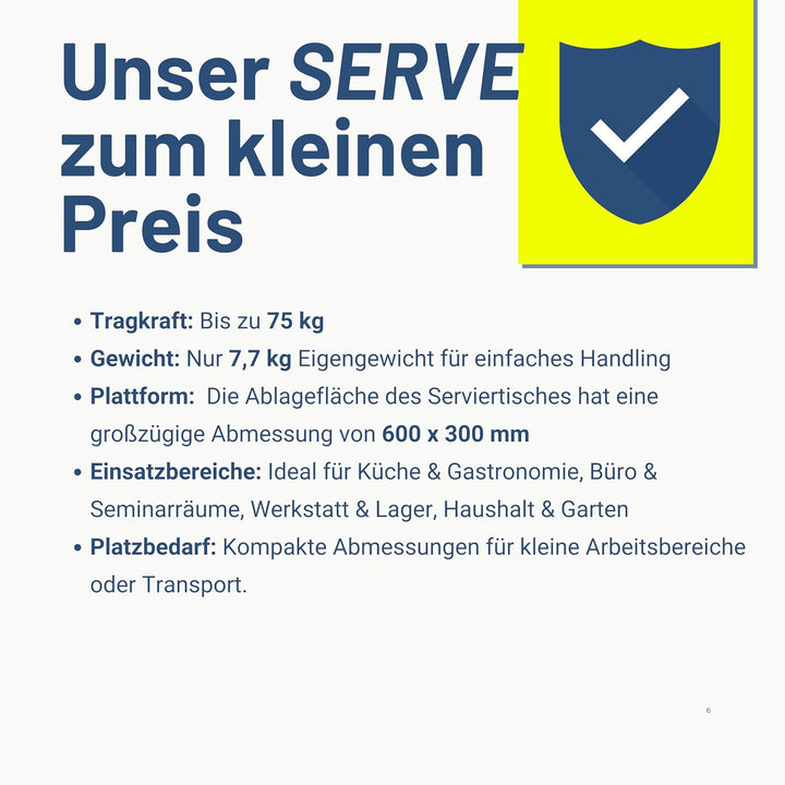 Pallit Servierwagen SERVE mit Rollen | 3 Ebenen | 75 kg Tragkraft | 600 x 380 mm | Rollwagen | Servi