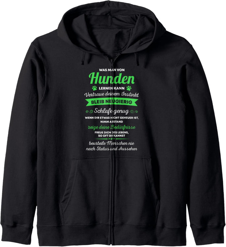 Hundebesitzer Geschenk Was Man von Hunden Lernen kann Spruch Kapuzenjacke