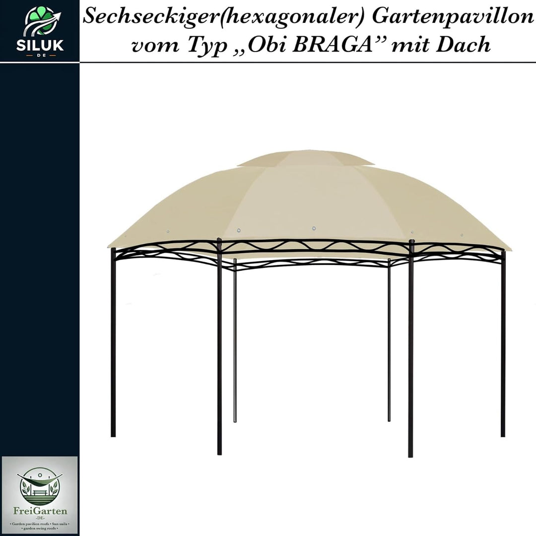 freigarten.de Ersatzdach für Pavillon Ø 350 [cm] Wasserdicht Material: Panama PCV Soft 370g/m² extra