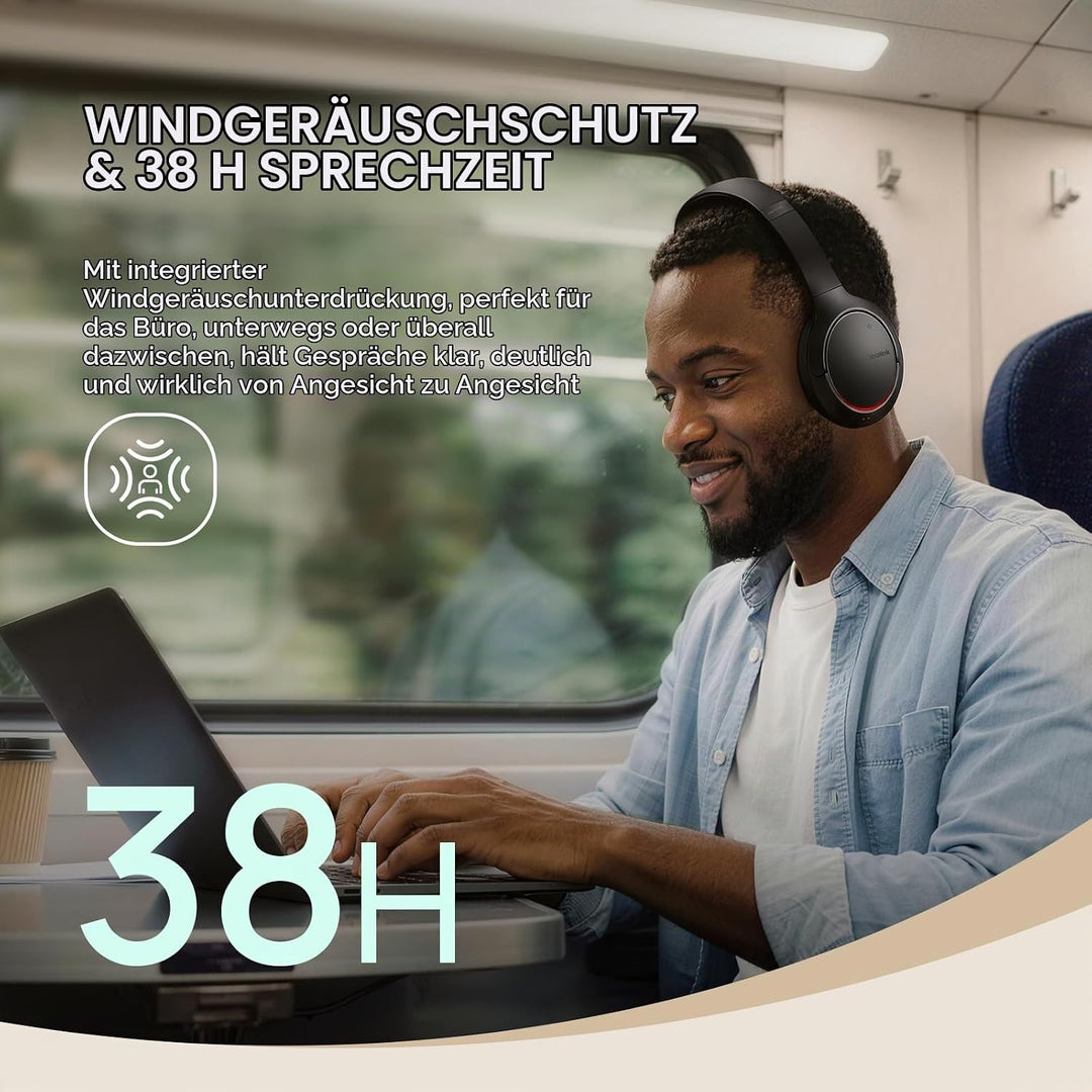 Yealink BH78 Bluetooth Headset mit Lärmschutz Mikrofon, Kopfhörer Over Ear für Homeoffice, Zoom/Team