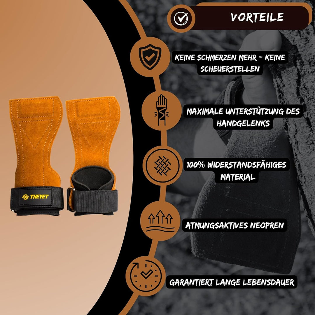 Theyet Crossfit Grips | Fitness Handschuhe Herren und Damen | Lifting Straps mit Handgelenkstütze |