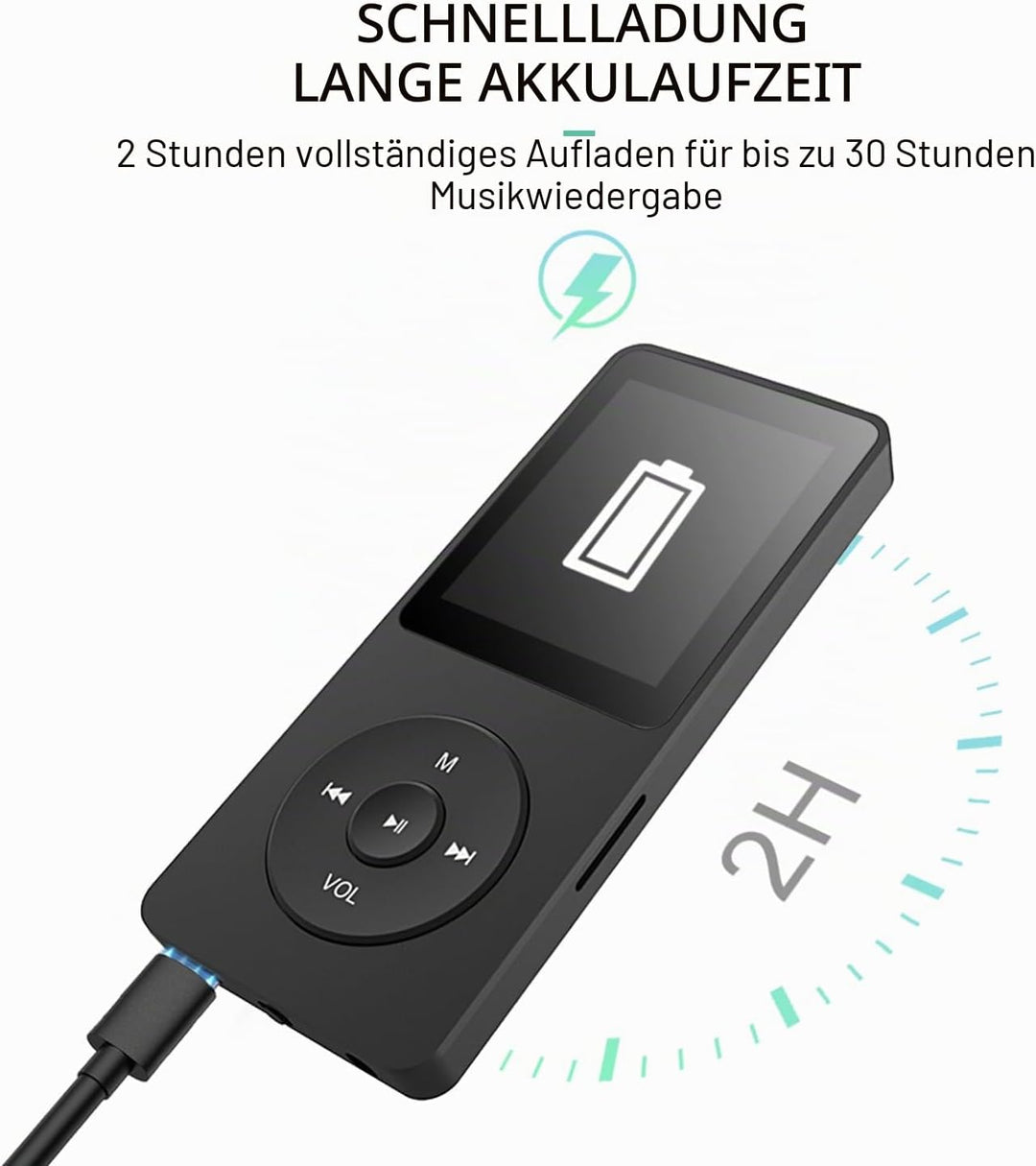 AGPTEK MP3-Player, 32 GB, Bluetooth 5.3, verlustfrei, HiFi, 70 Std., lange Akkulaufzeit, tragbar, mi