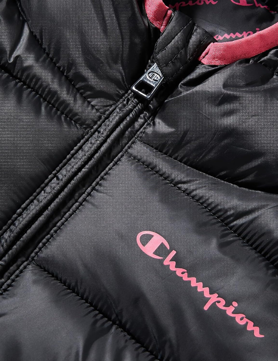 Champion Jungen Legacy Outdoor K-Light Wr Hooded Gepolsterte Jacke 7-8 Jahre Nero/Rosa, 7-8 Jahre Ne