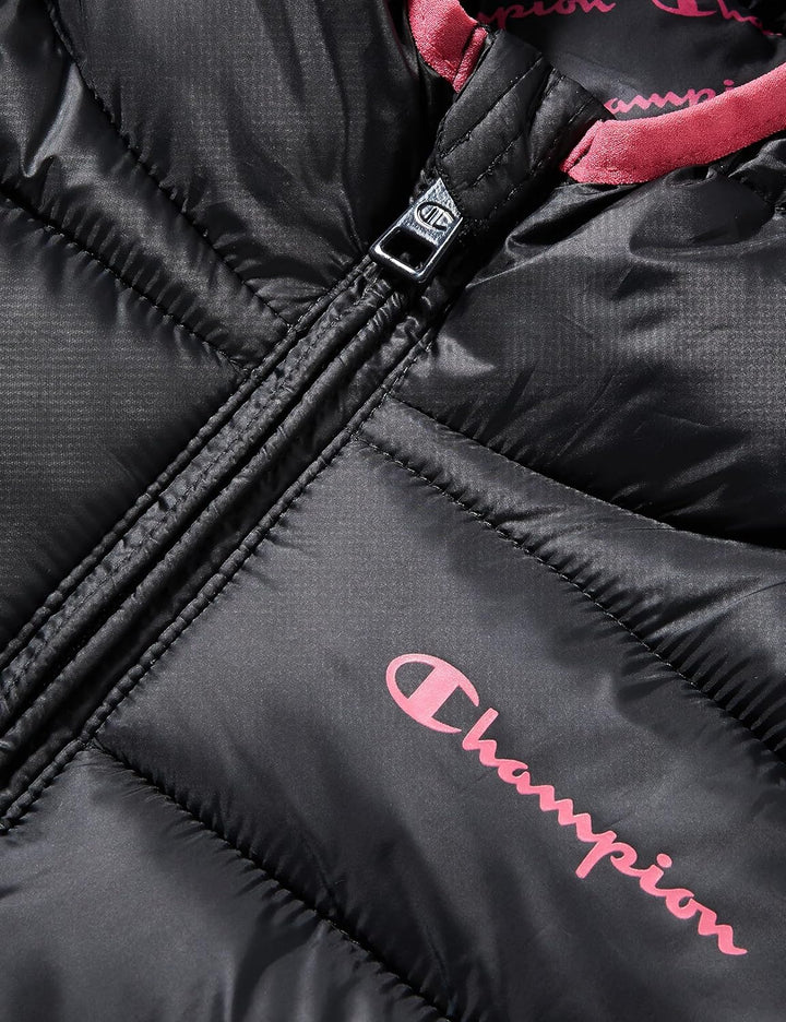 Champion Jungen Legacy Outdoor K-Light Wr Hooded Gepolsterte Jacke 7-8 Jahre Nero/Rosa, 7-8 Jahre Ne