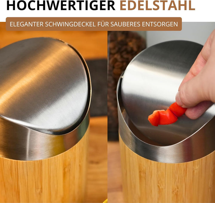 Westmark Tischabfall-/Kosmetikeimer, Schwing-Deckel, Kunststoff-Einsatz, Volumen: ca. 0,8 Liter, ø 1