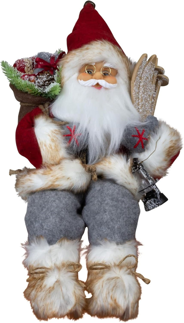 Christmas Paradise Sitzender Weihnachtsmann 45cm Deko-Figur Kantenhocker Santa Nikolaus (Alvar), Alv
