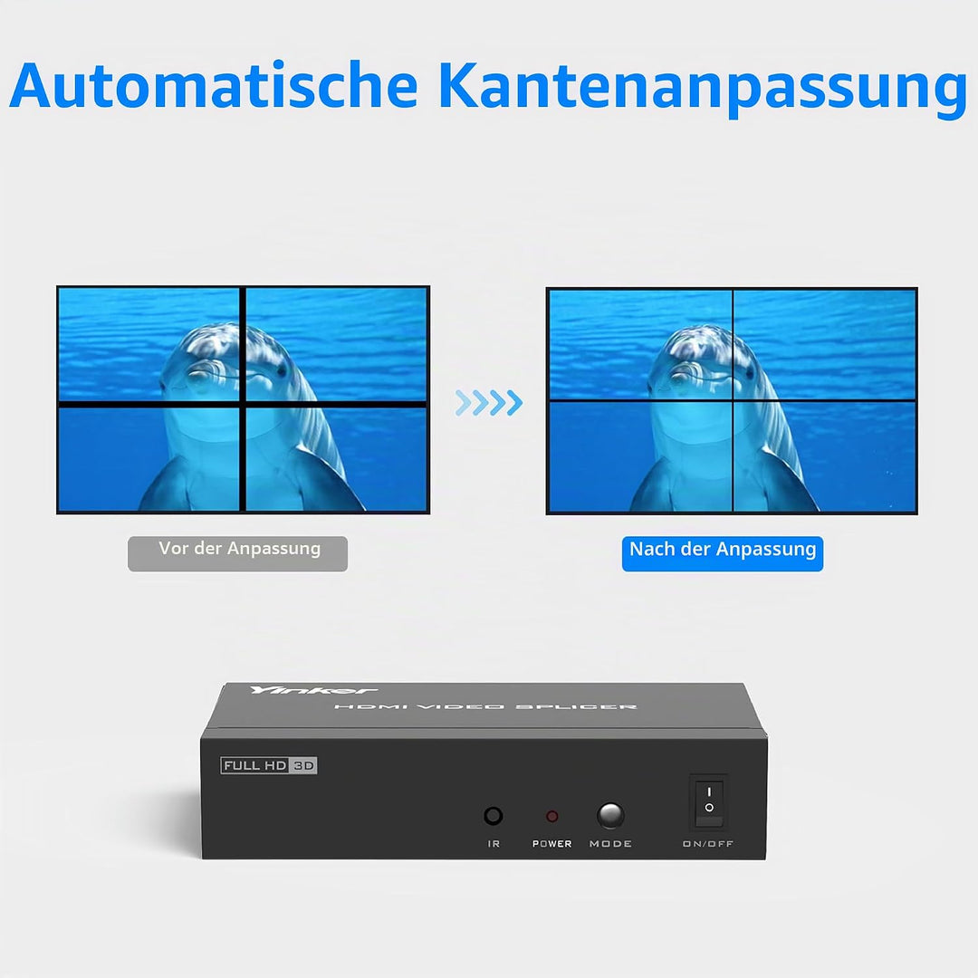 Yinker HDMI Videowand Controller 2x2 HDMI Video Wall Processor für 4 TV Splicing Display Unterstützt
