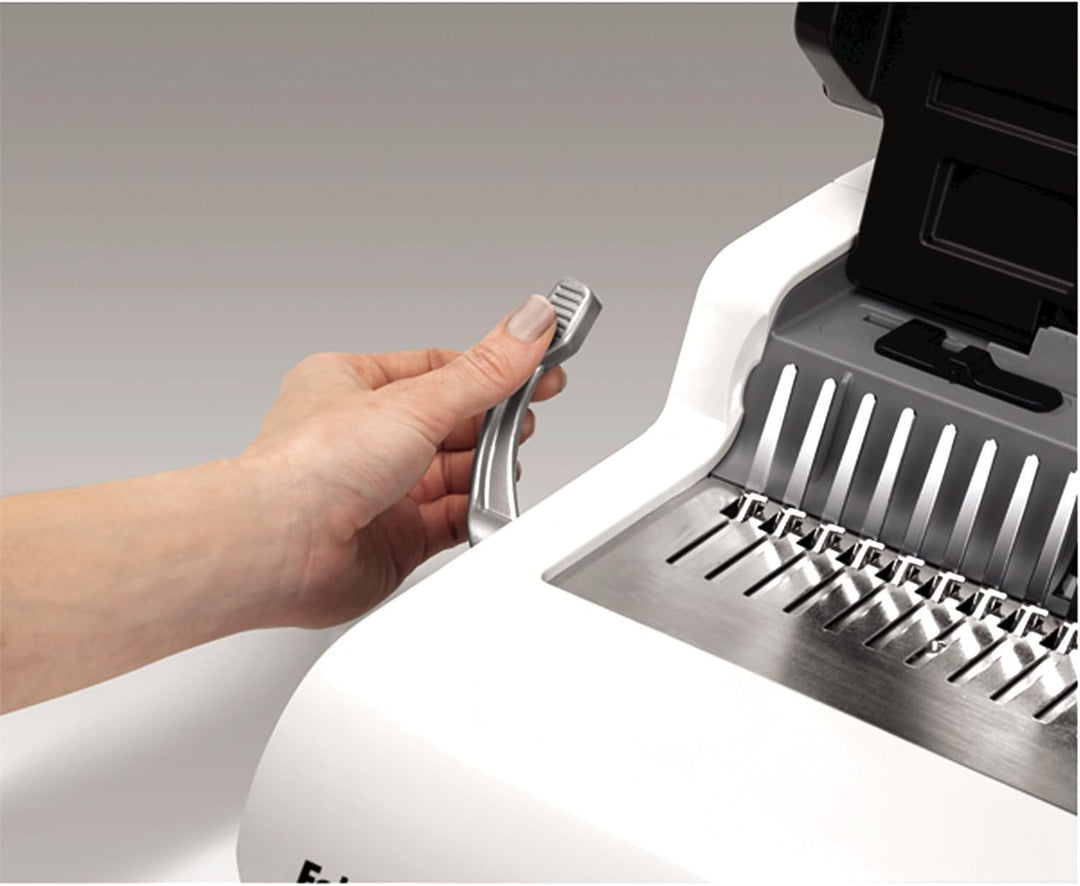 Fellowes 5620701 Kleinbüro Plastikbindegerät Pulsar-E 300 weiss/Silber, elektrisch Stanzleistung 20