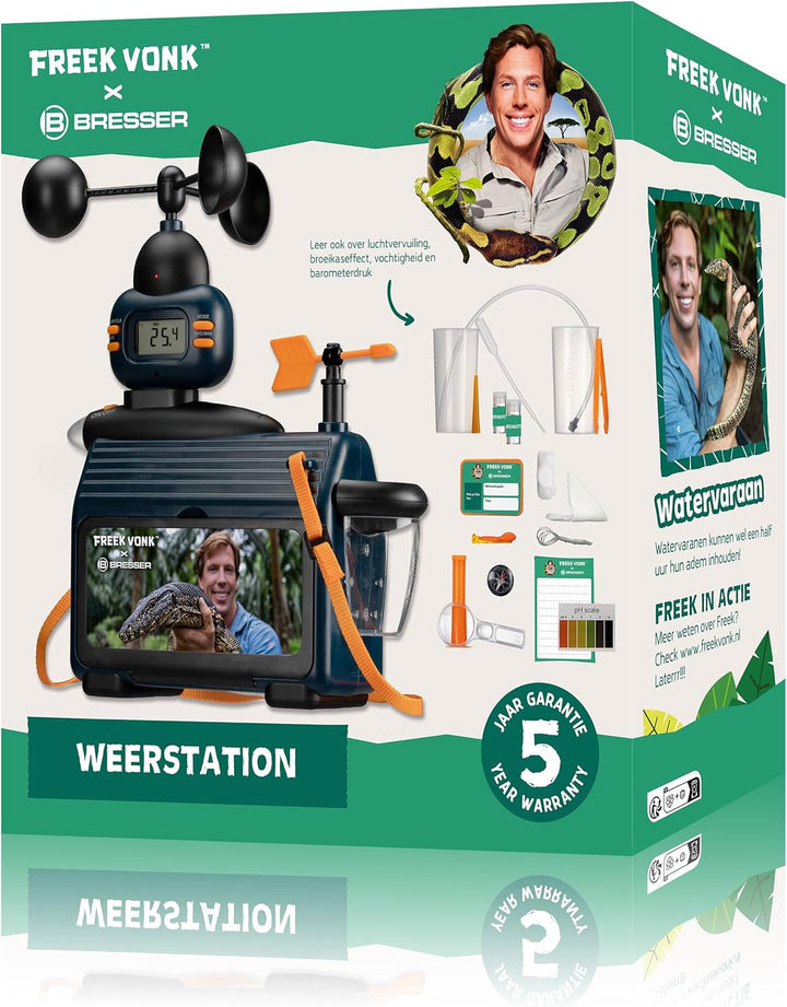 Freek Vonk x Bresser Kinder-Wetterstation für draussen mit LCD-Anzeige, Temperatur-, Wind- und Regen