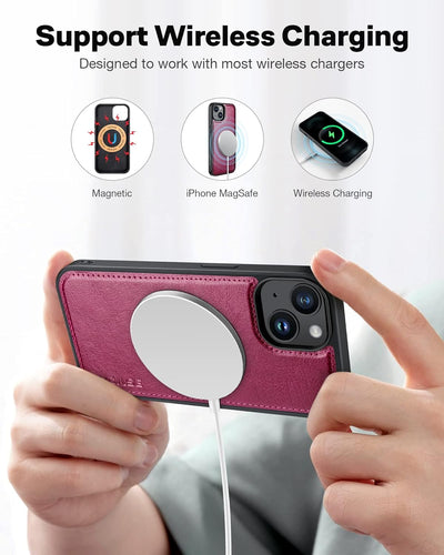 OCASE Hülle iPhone 14 [Abnehmbare magnetische Hülle] [Kabelloses Laden] [Displayschutz] [Kartenfach]