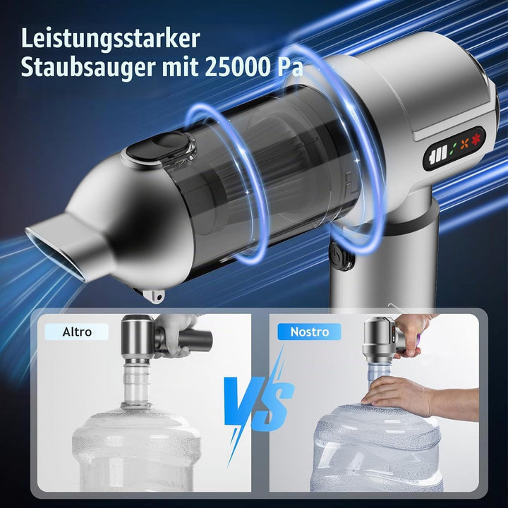 Handstaubsauger, 25000Pa Akkustaubsauger Stark, 4 in 1 Tragbar Akkustaubsauger mit Automatischer Ent