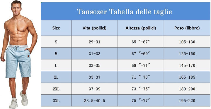 Tansozer Herrenshorts Herren Shorts Baumwolle Sommer Shorts mit Taschen Herren S Himmelblau, S Himme