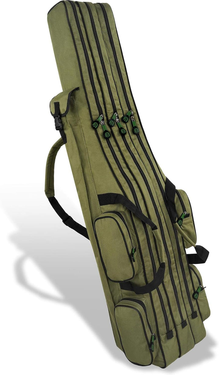 normani Allround Rutentaschen Rutenfutteral 150 cm mit 3 Innen-Fächer für 6 Ruten Anglertasche und 4