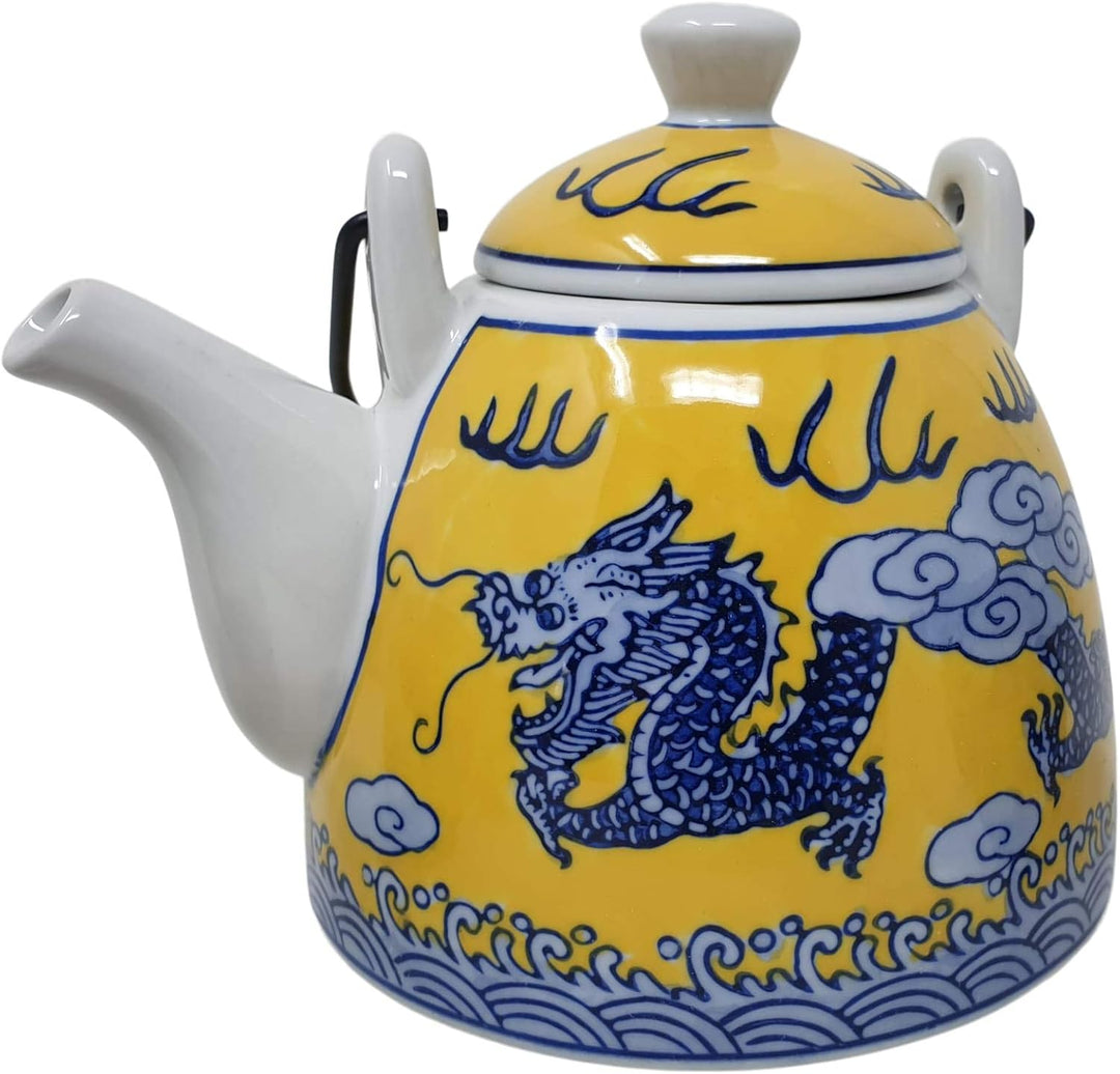 Teeset "Chinesischer Drache" Porzellan, Teekanne 0,7L mit 4 Teeschalen 0,15L