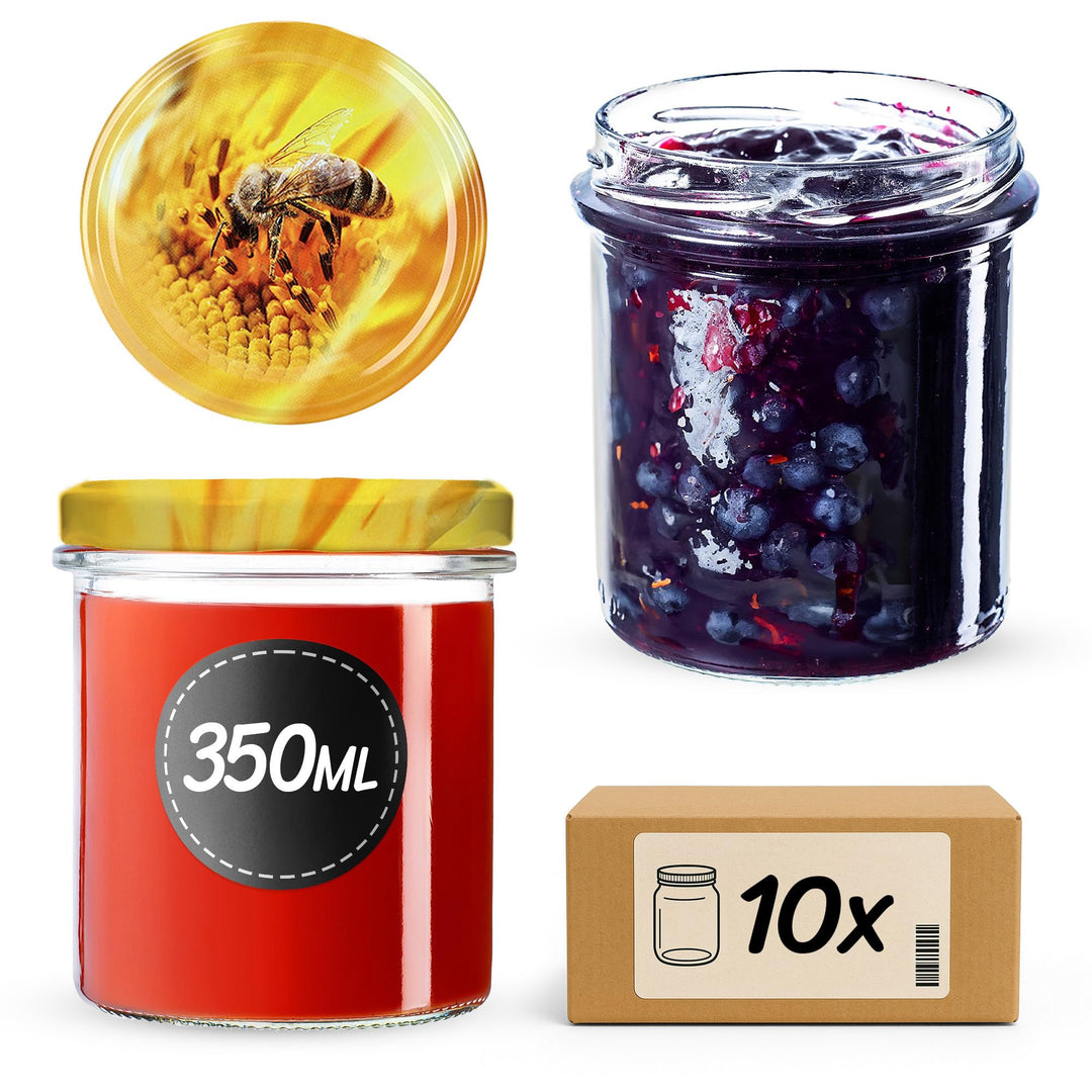 KADAX 10er Set Marmeladengläser 350ml TO82, Einmachgläser Vorratsgläser Mason Jar mit Schraubdeckel,