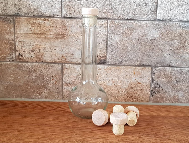 Griffkorken mit Holzgriff 19,5 mm | Holzgriffkorken | Presskork | Agglomeriert | Für Gin, Spirituose